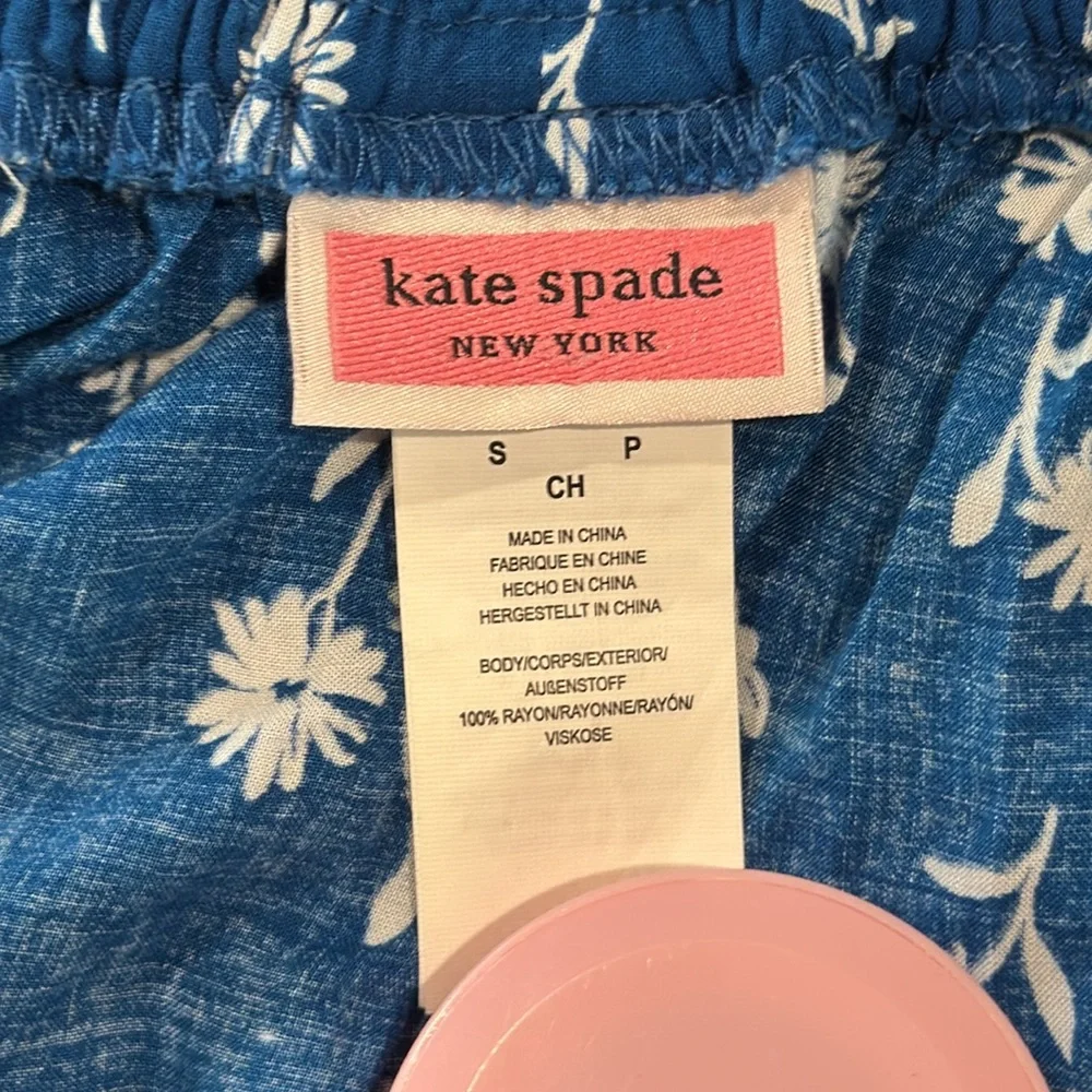 Kate Spade Blue Button Front Floral Off Shoulder Shorts Playsuit Romper Sz Small
